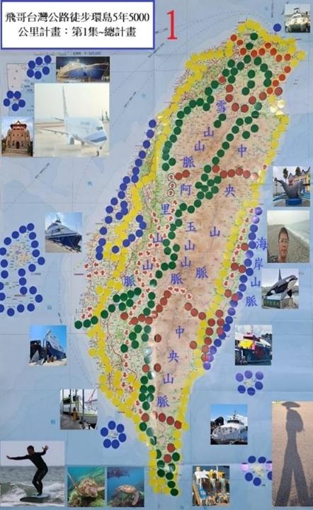 飛哥台灣公路徒步環島5年5000公里計畫. 第1集, 總計畫